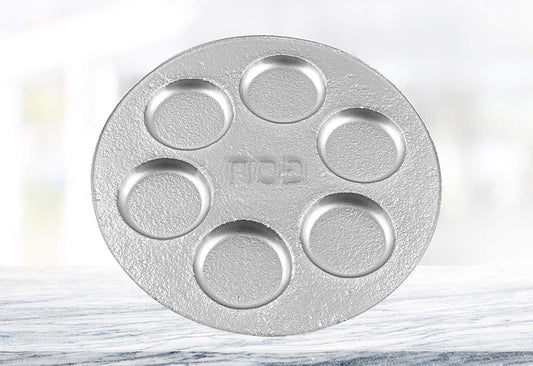 (D) Handcrafted Crystal Silver Passover Seder Plate 13"D with Metallic Accent
