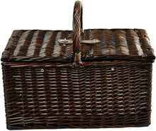 (D) Buckingham Picnic Basket for 4 Set for Outdoor (Blue)