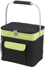 (D) Beverage and Food Cooler, Picnic Backpack Bag with Corkscrew (Black Green)