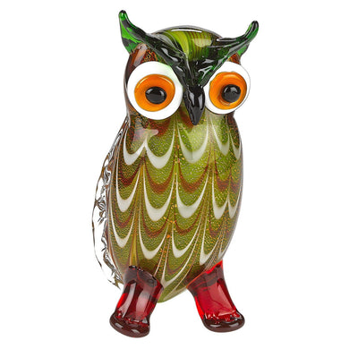 (D) Handcrafted Murano Art Glass Owl Figurine 8