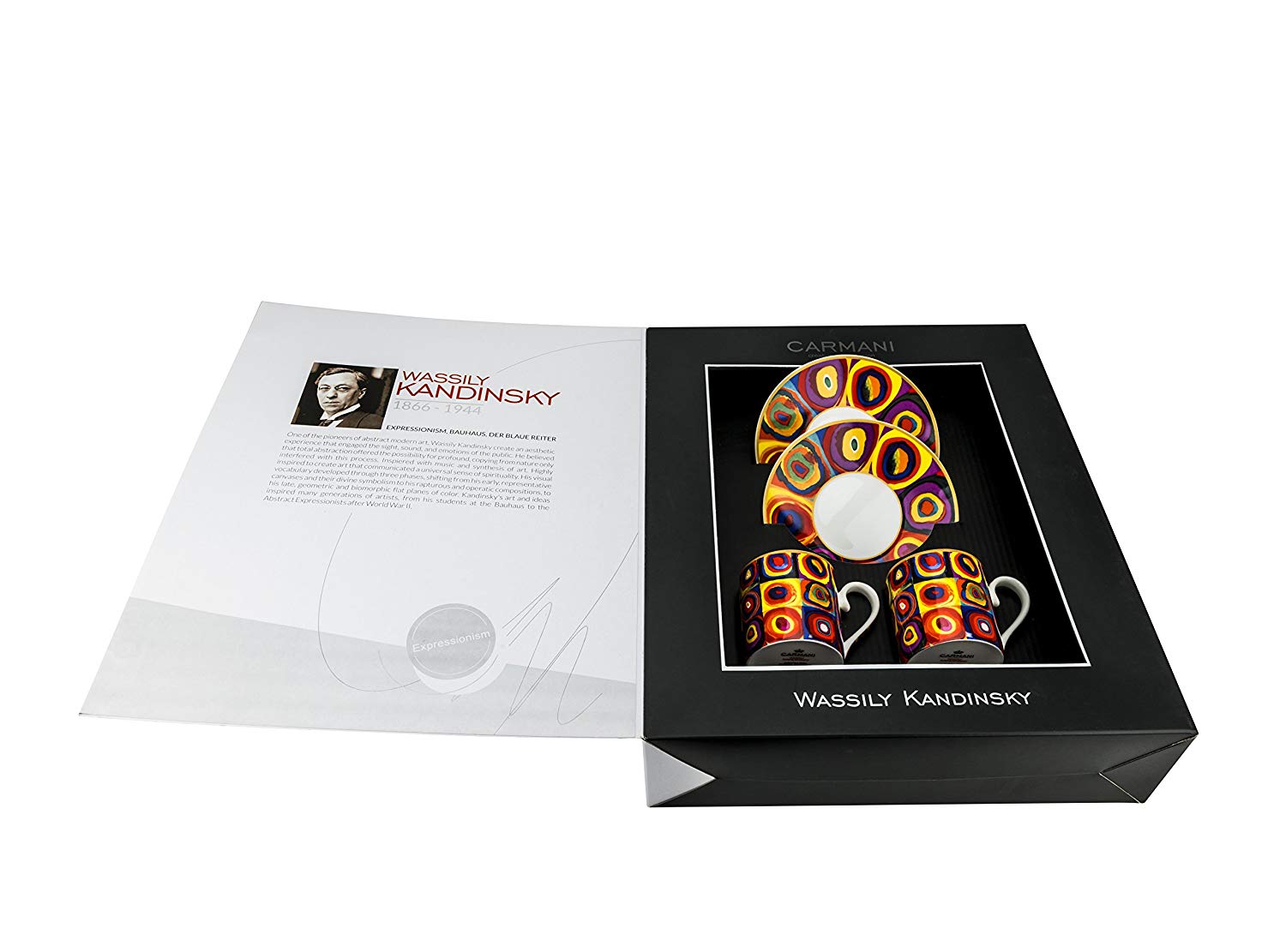 Carmani Painters 4pc Espresso Coffee Set, Wassily Kandinsky Series (Color Study)