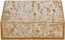 (D) Judaica Napkin Holder Flakes Lucite 8x8 inch (Gold)