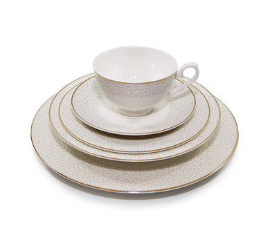Royalty Porcelain Innocence 20pc White and Gold Dinnerware Set, 24K Gold-Plated
