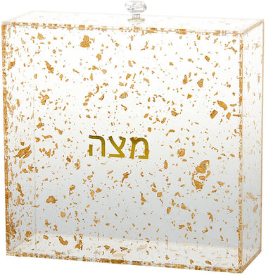 (D) Judaica Matzah Holder Flakes Box Decor For Pesach 8.25'' (Gold)