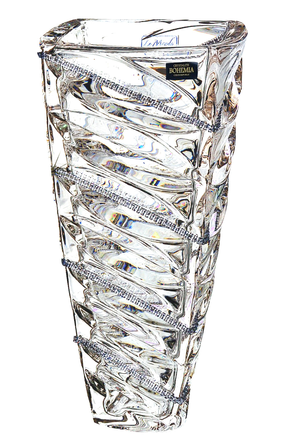 Italian Collection Crystal Square Flower Vase, Decorated with Swarovski Crystal