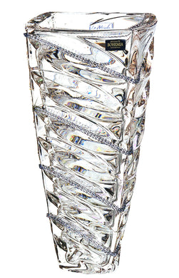 Italian Collection Crystal Square Flower Vase, Decorated with Swarovski Crystal