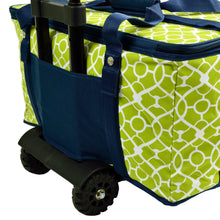 (D) Leakproof 24 Hour Cooler On Wheels, Picnic Backpack Bag (Trellis Green)