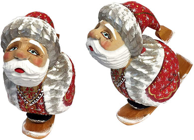 (D) Russian Souvenirs Vintage Santa Skiing Statue