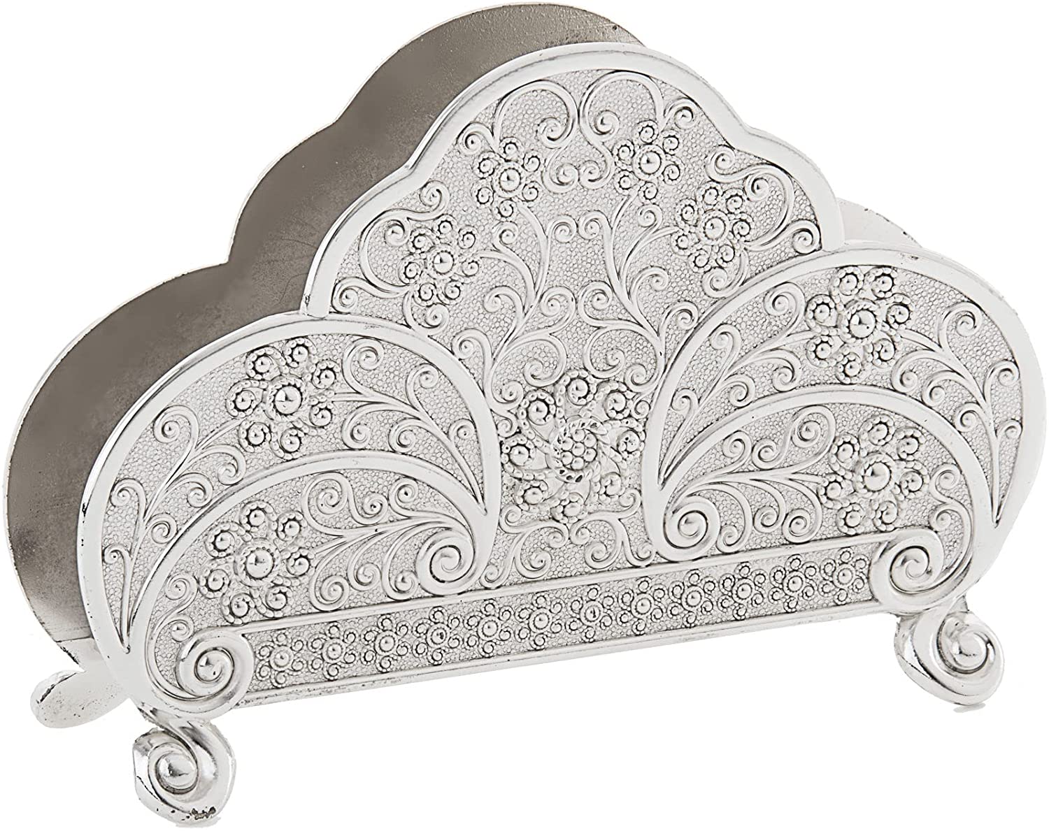 (D) Judaica Silver Plated Napkin Holder, Vintage Old Fashion Design 5.25L x 3.5H