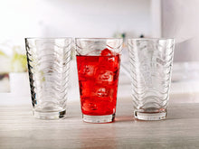 (D) Drinking Glasses Set Of 8 Modern Wavy Design Heavy Base Highball Glassware