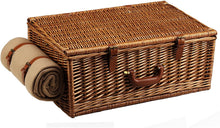 (D) Dorset Basket for 4 Picnic Backpack Bag, with Coffee Set and Blanket (Green)