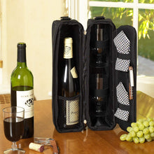 (D) Wine Carrier, Picnic Backpack Bag, Small Set for Outdoor (Black)