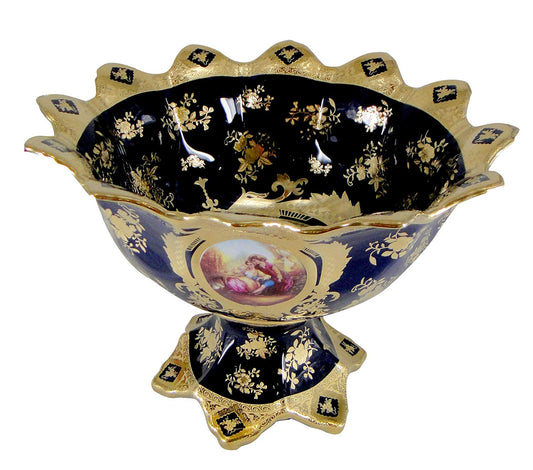 Royalty Porcelain Cobalt Blue Bowl 'Second Date' 14 Inches, Home Accessories