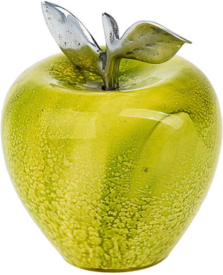 (D) Judaica Decorative Apple Wooden with Silver Leaves (Green)