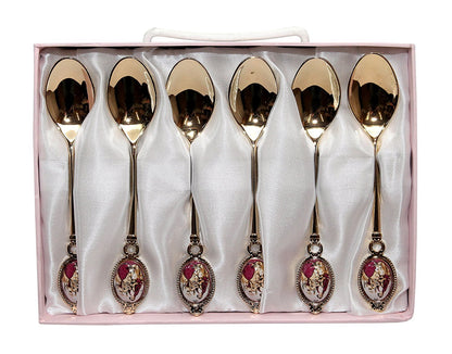 Royal Flatware Set of 12pc Demi Dessert Flatware Forks and Spoons (Gold Antique)