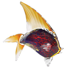 (D) Handcrafted Firestorm Murano Art Glass Tropical Fish Figurine 15.5" on Base