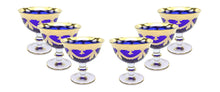 Interglass Italy Blue Crystal Compote Serving Bowl on a Stem, Vintage Design Set of 2, 6 or 12