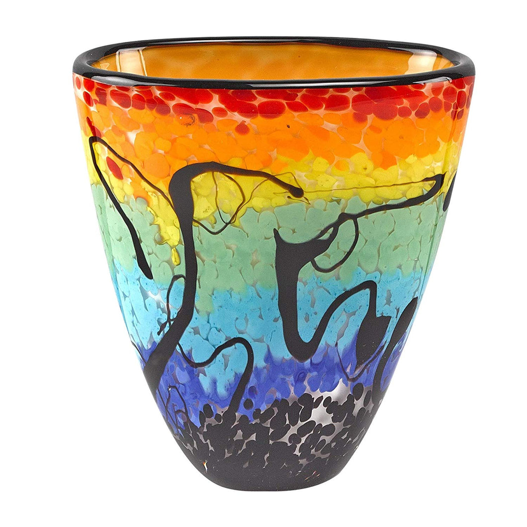 (D) Handcrafted Allura Murano Art Multi Coloured Glass Oval Flower Vase 7