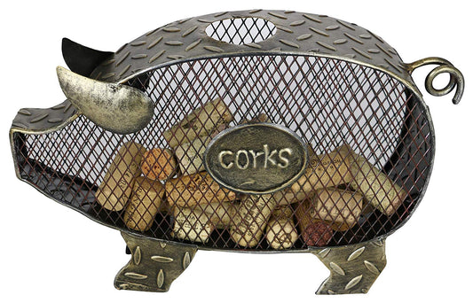 (D) Wine Cork Holder, Metal Pig, Bar Counter Decor, Country House Decoration