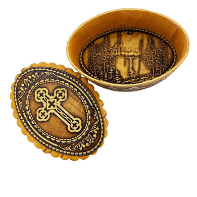 Gifts Plaza (D) Handcrafted Birch Wood Prayer Elegant Wooden Keepsake Box (Byzantine 2 3/4 inch)