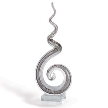 (D) Handcrafted Murano Art Silver Glass Spiral Spectrum Figurine 20" on Base