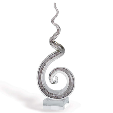 (D) Handcrafted Murano Art Silver Glass Spiral Spectrum Figurine 20