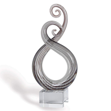 (D) Handcrafted Murano Art Silver Glass Spiral Entangled Figurine 10