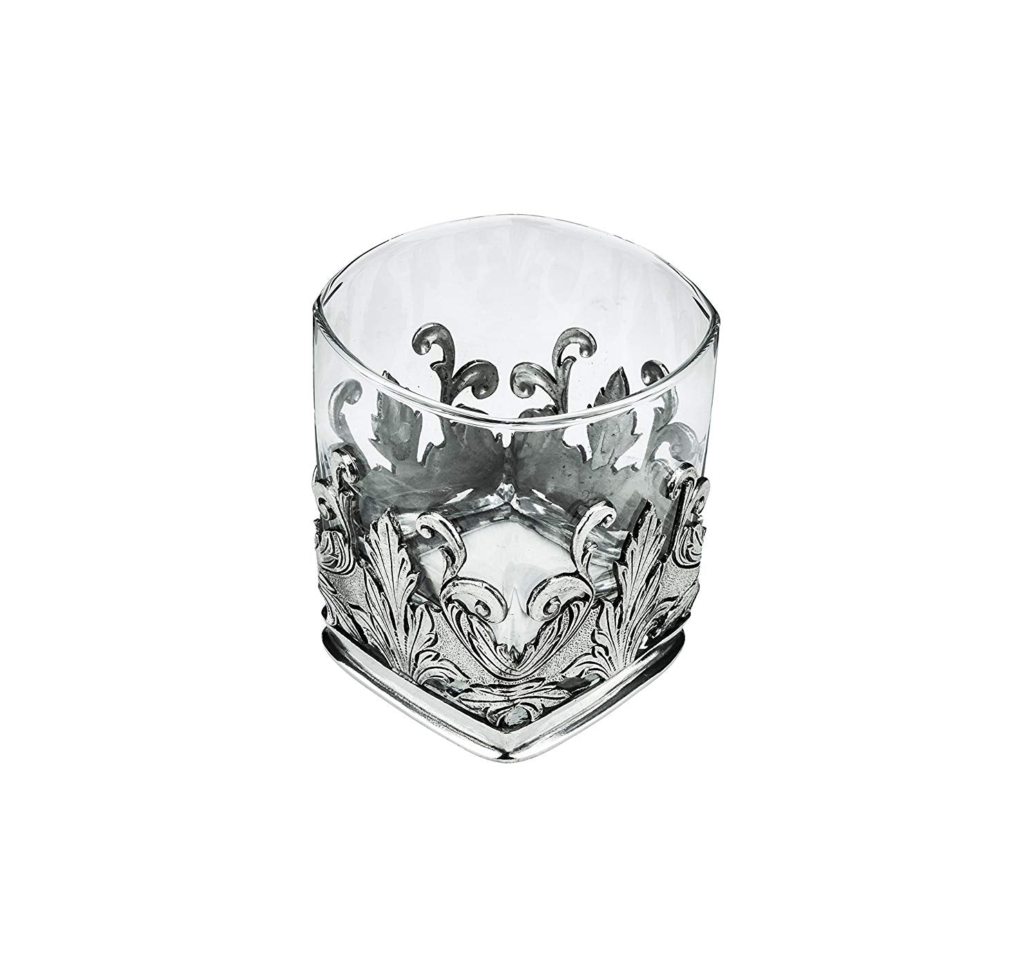 Denizli Medieval Crystal Glass With Pewter (Square Sliver Leaves)