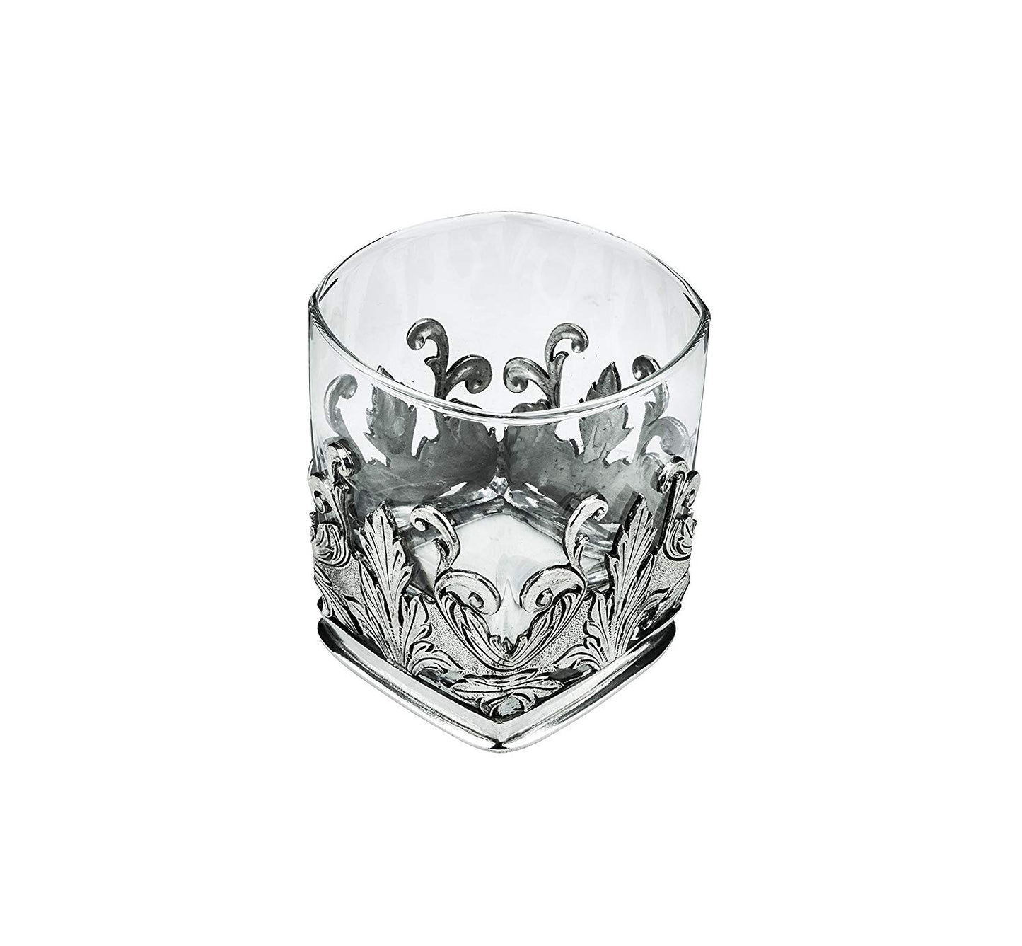 Denizli Medieval Crystal Glass With Pewter (Square Sliver Leaves)