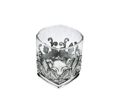 Denizli Medieval Crystal Glass With Pewter (Square Sliver Leaves)