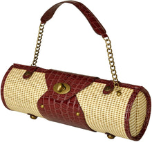 (D) Wine Bottle Carrier and Purse, Wine Holder, 30th Birthday Gifts (Straw Brown)