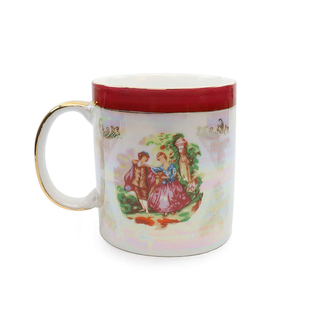 Royalty Porcelain Tea Cup/Mug, 24K Gold Czech Porcelain (1, Red Vintage)