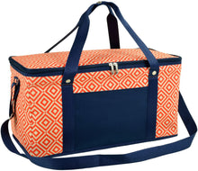 (D) Folding 72 Can Cooler, Picnic Backpack Bag for Outdoor (Orange)