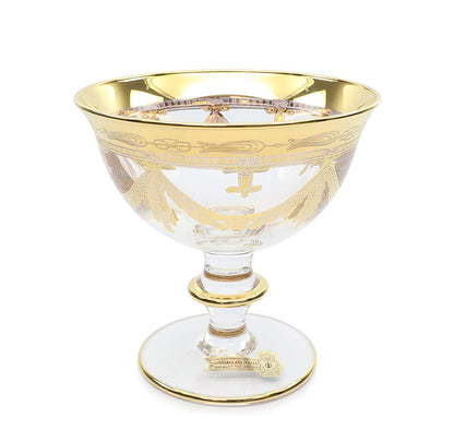 Interglass Italy Clear Crystal Compote Serving Bowl on a Stem, Vintage Design Set of 2, 6 or 12