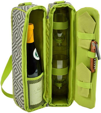(D) Wine Carrier, Picnic Backpack Bag, Small Set for Outdoor (Gray)