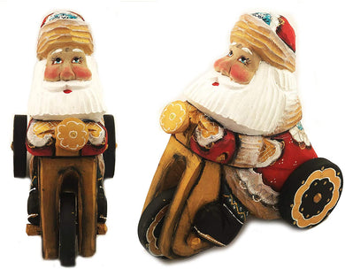 (D) Russian Souvenirs Vintage Santa Statue on Tricycle