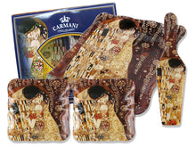 Carmani Painters 4-pc Decorative Glass Dessert Serving Set, Klimt (The Kiss)
