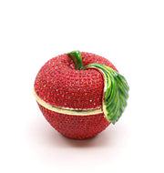 Faberge Box Decorative Enameled Jewelry Box with Swarovski Crystal (Red Apple)