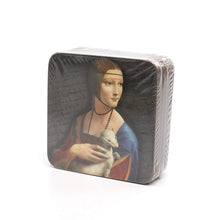 Carmani Painters 9pc Set of Cork Drink Coasters,  Da Vinci (Lady with an ermine)