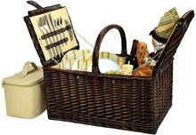 (D) Buckingham Picnic Basket for 4 Set for Outdoor (Yellow)