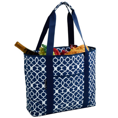 (D) Extra Large Insulated Cooler Tote, Picnic Backpack (Trellis Blue)