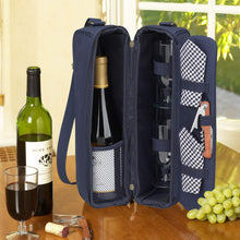 (D) Wine Carrier, Picnic Backpack Bag, Small Set for Outdoor (Blue)