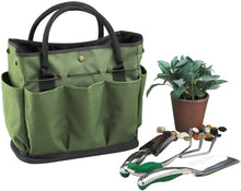 (D) Garden Tote and Tools Set Picnic Backpack Bag, Full Equipment Set (Green)