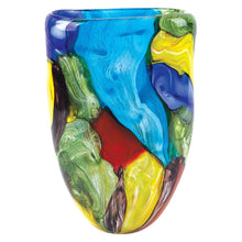 (D) Handcrafted 'Stormy' Murano Art Glass Decorative Oval Flower Vase 11"