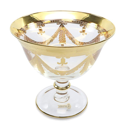 Interglass Italy Luxury Vintage Crystal Vase, 24K Gold (Campana)