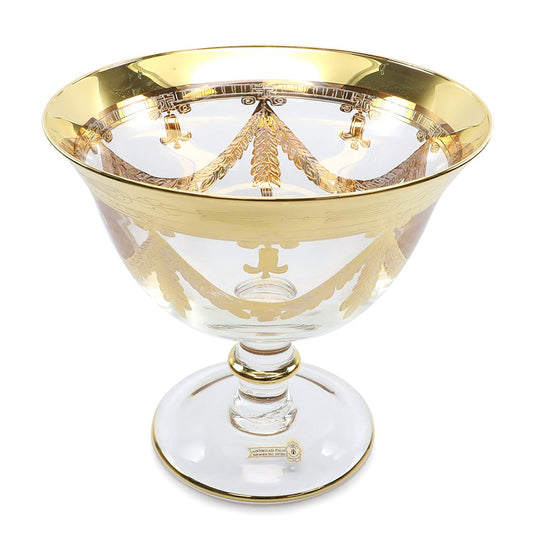 Interglass Italy Luxury Vintage Crystal Vase, 24K Gold (Campana)