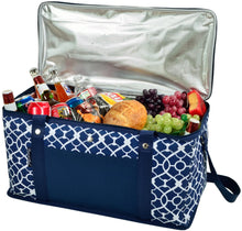 (D) Folding 72 Can Cooler, Picnic Backpack Bag for Outdoor (Trellis Blue)