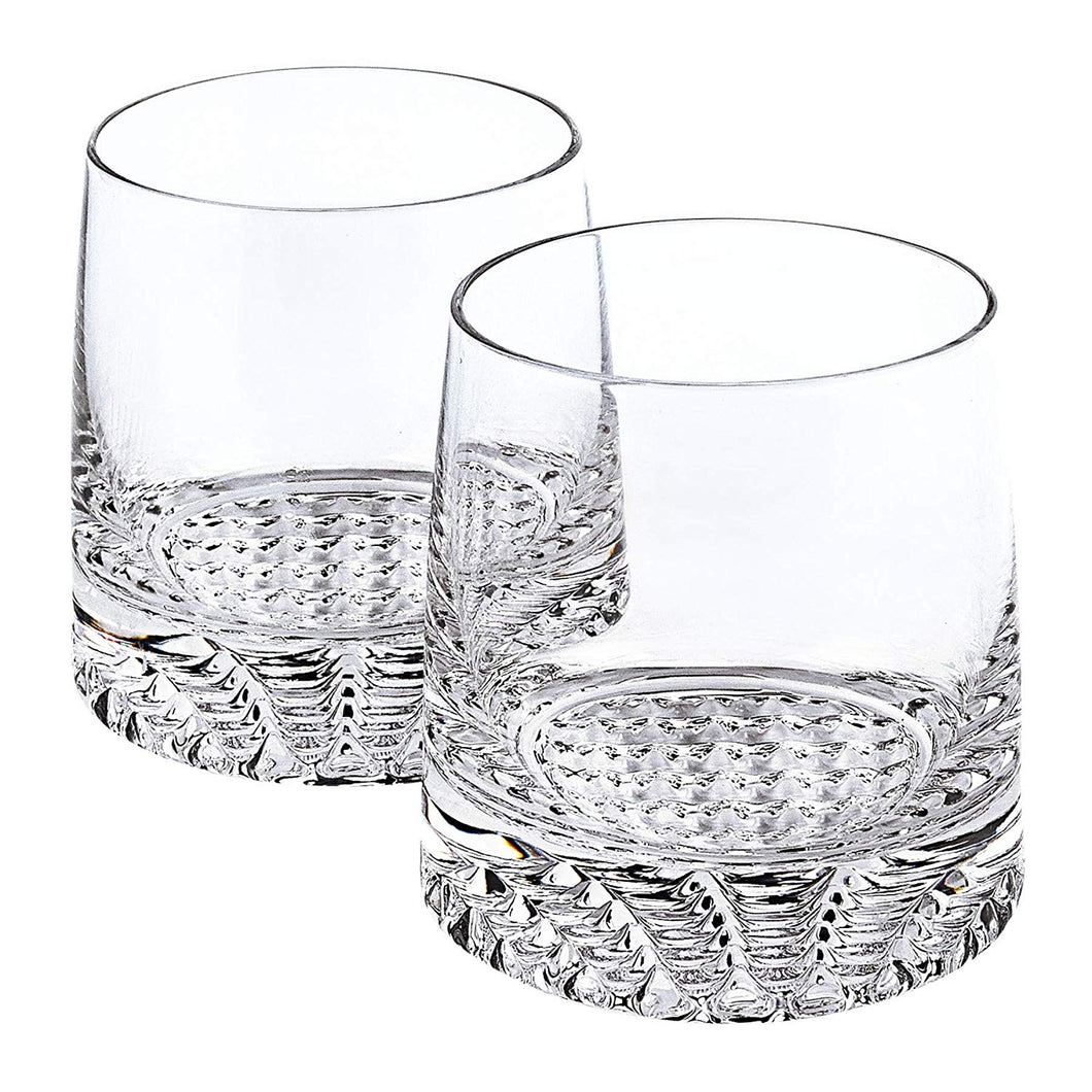 (D) Handcrafted 'Park Avenue' Crystal Glass 4-pc Whiskey Rocks Glasses Set