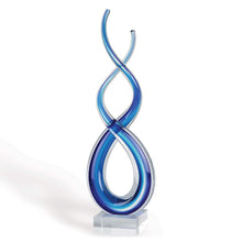 (D) Handcrafted Murano Art Glass Deep Blue Sea Spectrum Figurine 18" on Base