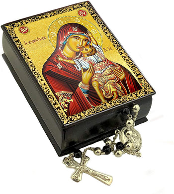 (D) Religious Gift Russian Icon Trinket Jewelry Box ''Sweet Kissing'' Souvenirs